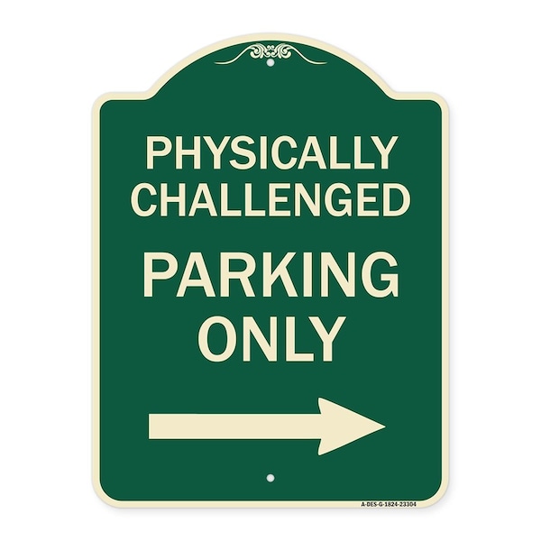 Physically Challenged Parking W/ Left Arrow Heavy-Gauge Aluminum Sign, 24" x 18", G-1824-23304